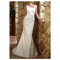 Graceful Stretch Satin Sheath One Shoulder Neckline Asymmetrical Waist Beaded Appliques Wedding Dres