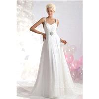 Timeless Sheath-Column Spaghetti Strap Chapel Train Chiffon Wedding Dress CWLT130AC - Top Designer W