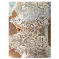 Gorgeous Alencon Lace Trim in champagne Cream with Gold Thread for Wedding Gown, Bridal Accessories,