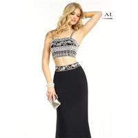 Black/Silver Two-Piece Long Gown by Alyce BDazzle - Color Your Classy Wardrobe