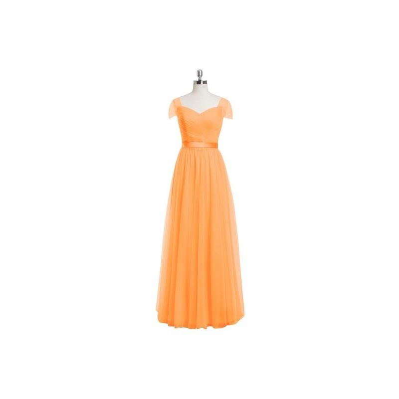 My Stuff, Tangerine Azazie Maureen - Sweetheart Tulle And Charmeuse Back Zip Floor Length Dress - Ch