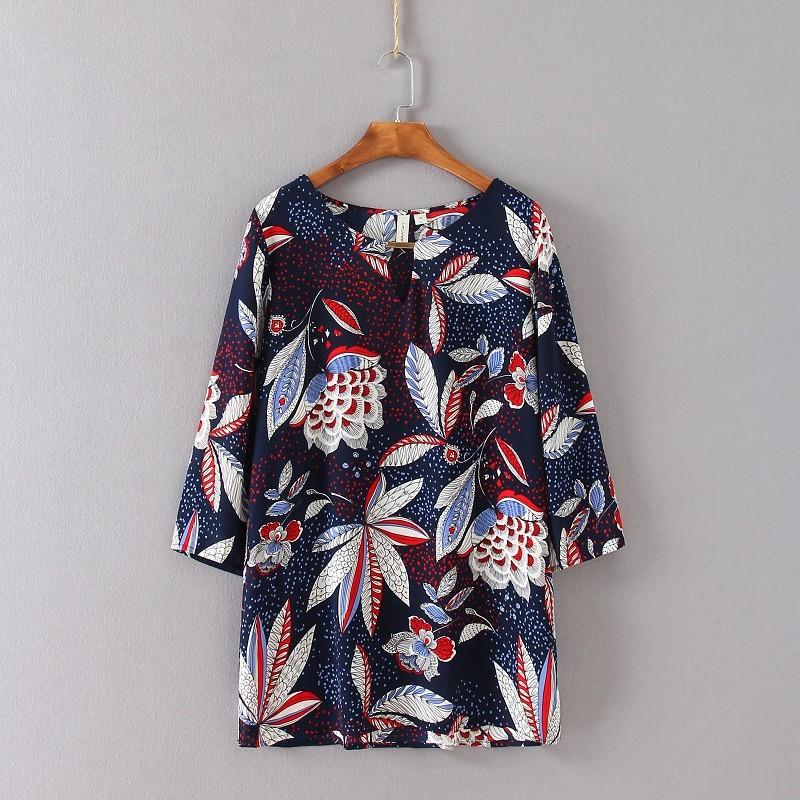 My Stuff, Oversized Vogue Printed Scoop Neck 3/4 Sleeves Spring Chiffon Top - beenono.com