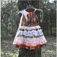 Camo fabric dress Made to order- camo and lace. Size 18m to 10. Contact me for measurements - Hand-m