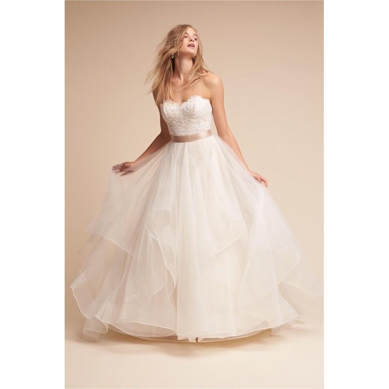 My Stuff, BHLDN 2017 Rowena Ivory Tulle Sweetheart Appliques Sleeveless Sweet Ball Gown Sweep Train