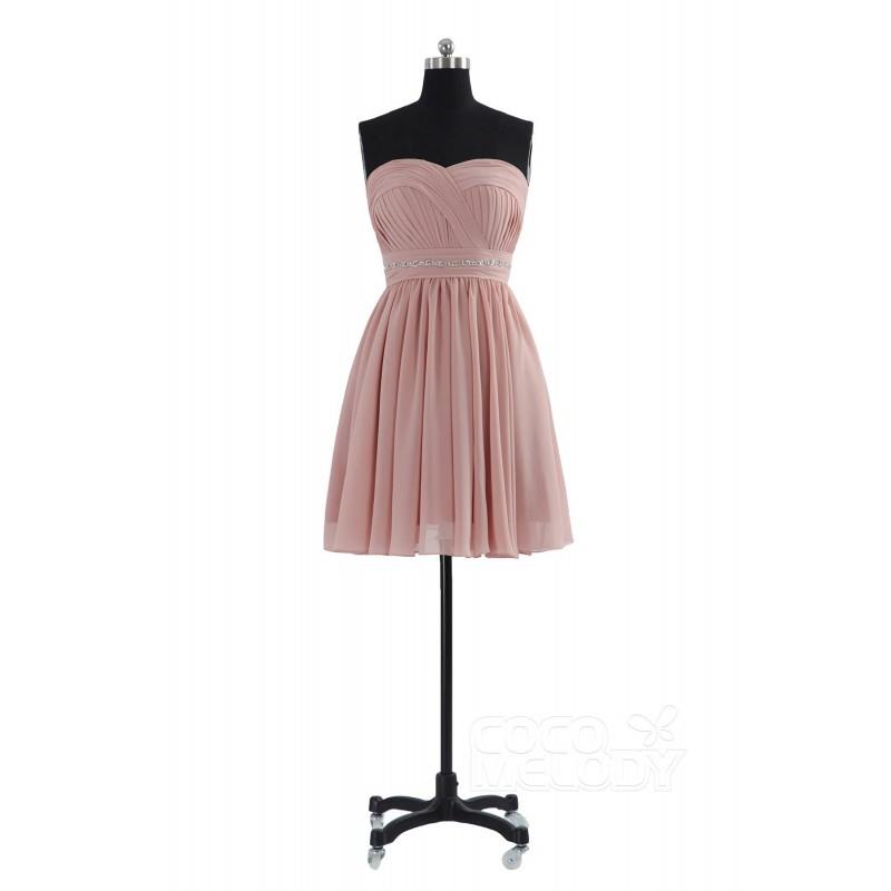 My Stuff, Hot Selling A-Line Sweetheart Natural Short Mini Chiffon Sleeveless Zipper Bridesmaid Dres