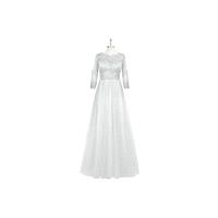 Silver Azazie Lillianna MBD - Tulle And Lace Illusion Floor Length Illusion Dress - Charming Bridesm