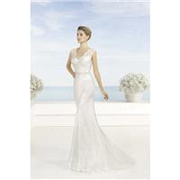 Style Texas by Luna Novias - LaceTulle Chapel Length Sleeveless Floor length Mermaid V-neck Dress -