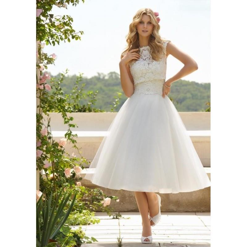 My Stuff, Voyage by Mori Lee 6749 Strapless Lace Tea Length Wedding Dress - Crazy Sale Bridal Dresse