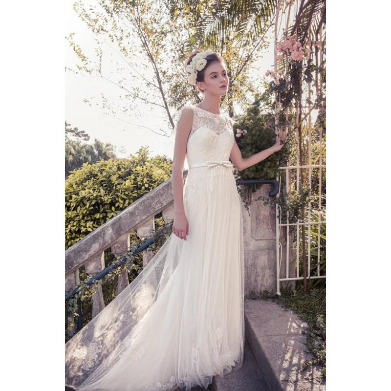 My Stuff, Snow by Annasul Y. 2017 sa3333b Open Back Chapel Train Bateau Ivory Sleeveless Column Lace