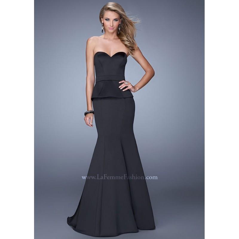 My Stuff, La Femme 21380 Satin Peplum Gown - 2018 Spring Trends Dresses|Beaded Evening Dresses|Prom