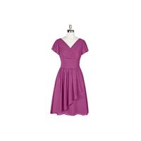 Orchid Azazie Luna - V Neck Chiffon Back Zip Knee Length Dress - Simple Bridesmaid Dresses & Easy We