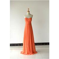 Salmon Chiffon Long Bridesmaid Dress Prom Gown Sweetheart Neckline - Hand-made Beautiful Dresses|Uni