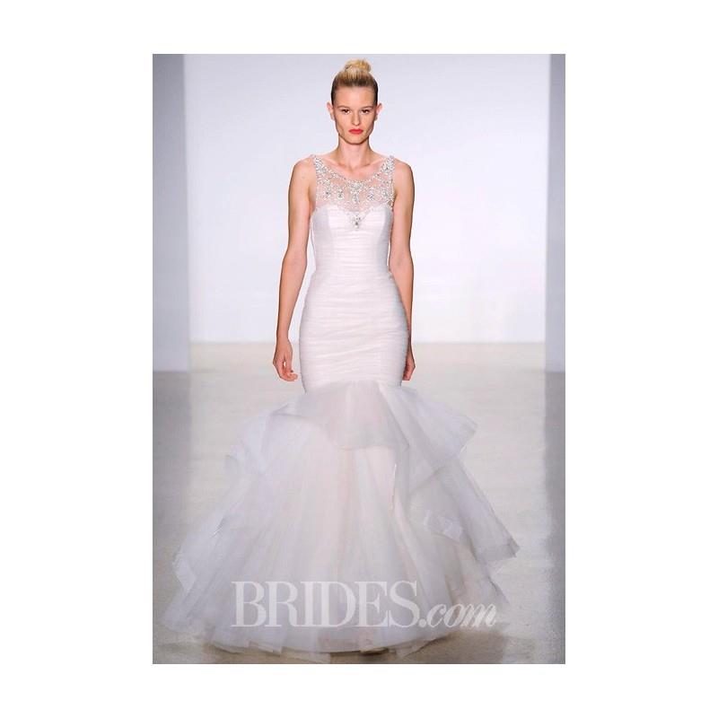 My Stuff, Amsale - Fall 2014 - Sloane Sleeveless Ruched Tulle Mermaid Wedding Dress with Beaded Illu