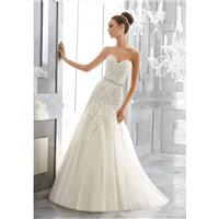 Morilee by Madeline Gardner Fall/Winter Maura 5566 Lace Sweet Beading Sweetheart Aline Chapel Train