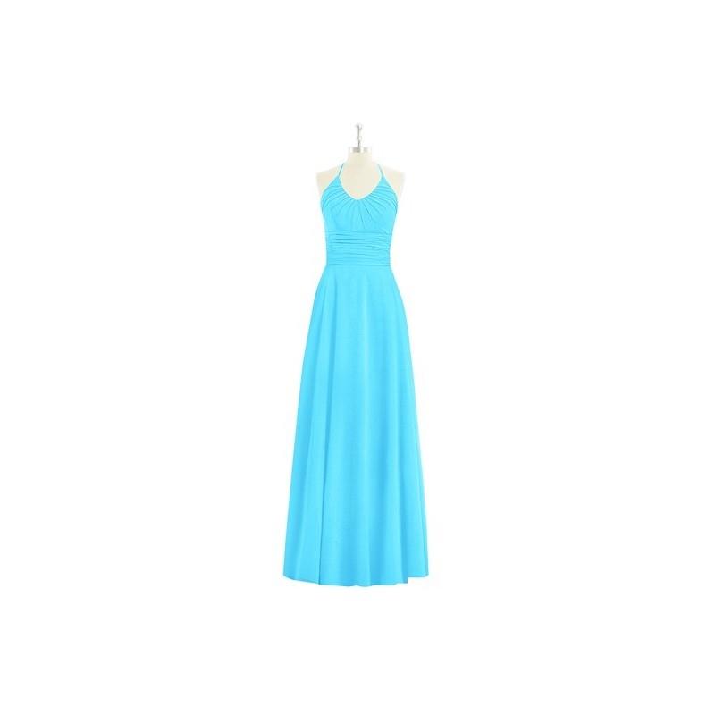 My Stuff, Pool Azazie Faith - Bow/Tie Back Floor Length Halter Chiffon Dress - Simple Bridesmaid Dre