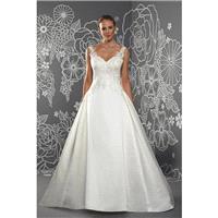 Octavia by Romantica of Devon - Satin Floor Straps  V-Neck A-Line Wedding Dresses - Bridesmaid Dress