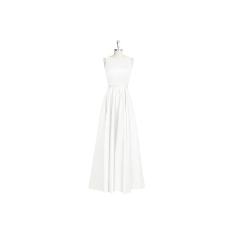 My Stuff, Ivory Azazie Jakayla - Floor Length Keyhole Boatneck Satin Dress - Charming Bridesmaids St
