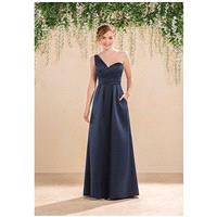 B2 by Jasmine B183020 - A-Line Blue Satin Floor Natural - Formal Bridesmaid Dresses 2018|Pretty Cust