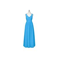 Ocean_blue Azazie Raquel - V Neck Illusion Floor Length Chiffon Dress - Charming Bridesmaids Store