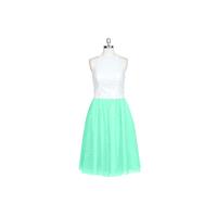 Turquoise Azazie Lia - Scoop Tulle And Sequined Back Zip Knee Length - Simple Bridesmaid Dresses & E