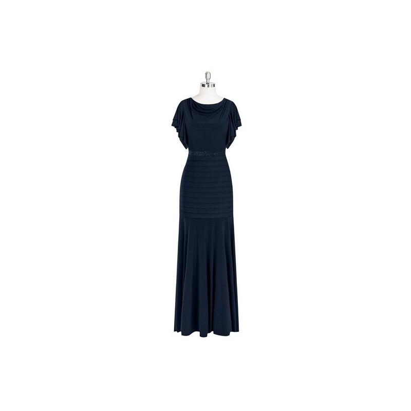 My Stuff, Dark_navy Azazie Ryan - Cowl Jersey Stretch Knit Floor Length Back Zip Dress - Charming Br