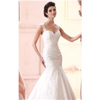 Ivory/Petal Venice Lace Keyhole Mermaid Gown by David Tutera - Color Your Classy Wardrobe