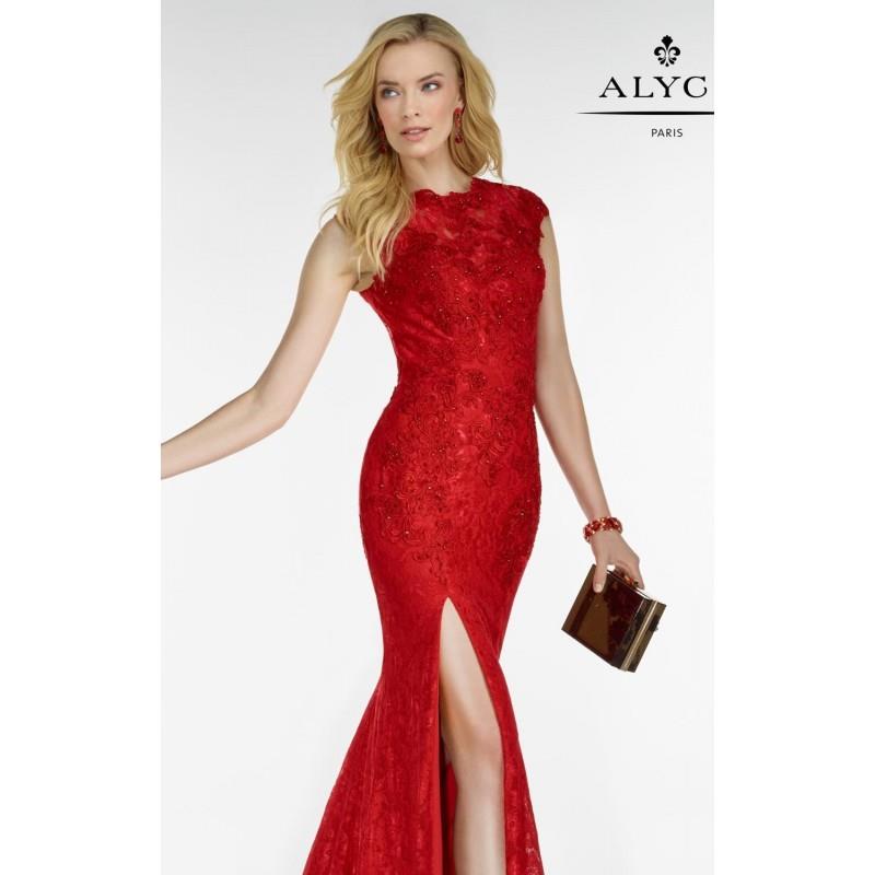 My Stuff, Red Mermaid Lace Slit Gown by Alyce Black Label - Color Your Classy Wardrobe