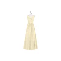 Champagne Azazie Ally - Back Zip Floor Length V Neck Chiffon Dress - Charming Bridesmaids Store