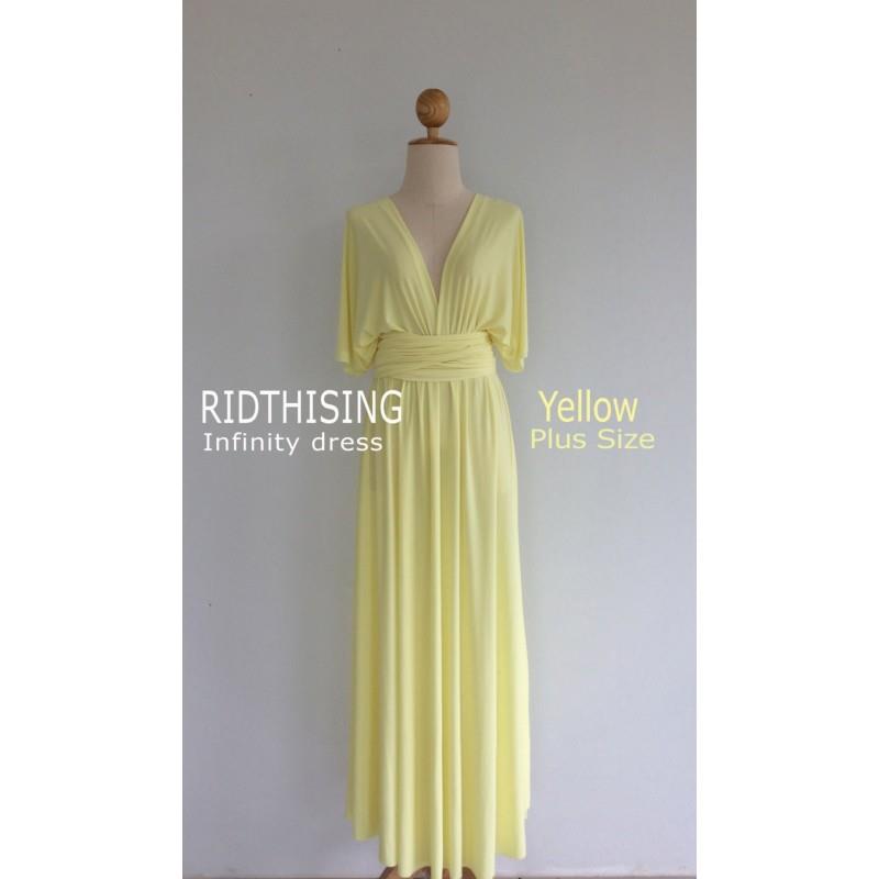 My Stuff, Plus Size Maxi Yellow Infinity Dress Bridesmaid Dress Prom Dress Convertible Dress Wrap Dr