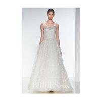 Amsale - Spring 2015 - Sleeveless Hand-Beaded Ball Gown Wedding Dress with a Scoop Neckline - Stunni