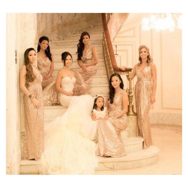 My Stuff, Custom Glittering Gold, Rose Gold or Silver Bridesmaid or Mother of the Bride Dress Long -