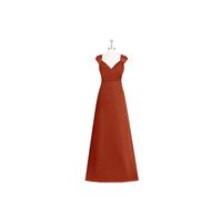 Rust Azazie Jaidyn - Floor Length Illusion Chiffon And Lace V Neck Dress - Charming Bridesmaids Stor