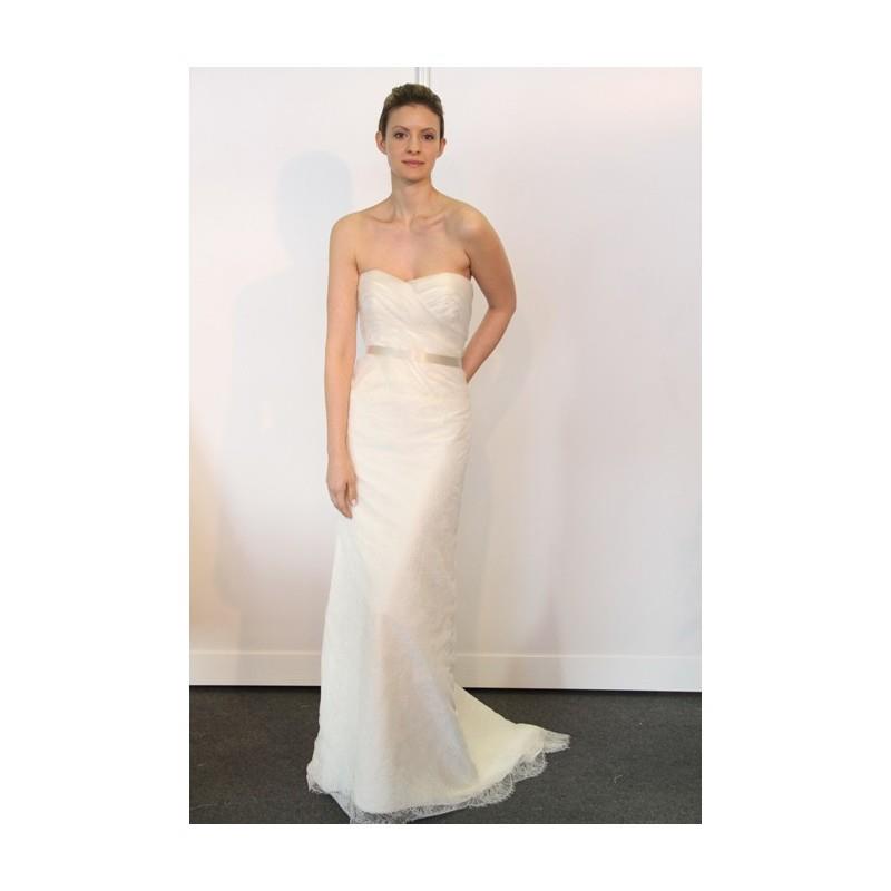 My Stuff, Jane Wang - Spring 2013 - Strapless Lace and Organza Sheath Wedding Dress with Sweetheart