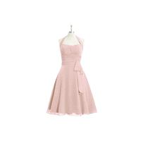 Dusty_rose Azazie Haley - Back Zip Knee Length Halter Chiffon Dress - Charming Bridesmaids Store