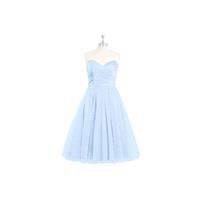 Sky_blue Azazie Reina - Corset Sweetheart Knee Length Tulle And Satin Dress - Charming Bridesmaids S