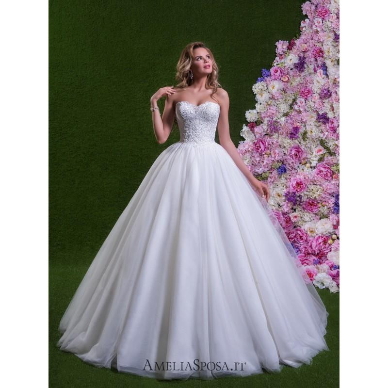 My Stuff, Amelia Sposa 2018 Savina Sweet Chapel Train Ivory Ball Gown Sleeveless Sweetheart Tulle Em