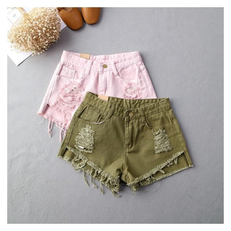 My Stuff, Asymmetrical Fringe Ripped Cowboy Summer Short - Discount Fashion in beenono