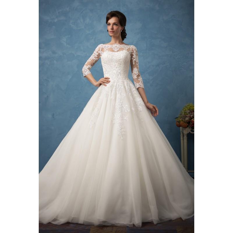 My Stuff, Amelia Sposa 2017 Enrica Ivory Sweet Tulle Winter Appliques Chapel Train Bateau Ball Gown