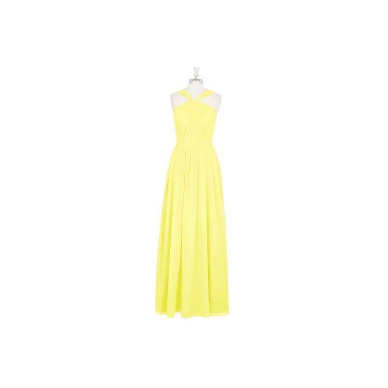 My Stuff, Lemon Azazie Jacey - Back Zip Chiffon V Neck Floor Length Dress - Charming Bridesmaids Sto