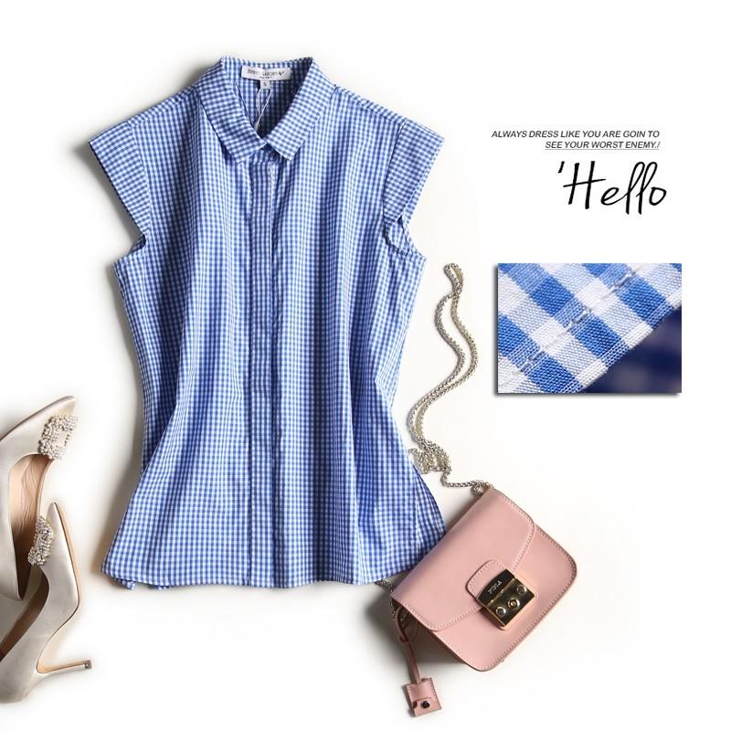 My Stuff, Fresh Polo Collar Sleeveless Cotton Lattice Top Blouse - Lafannie Fashion Shop