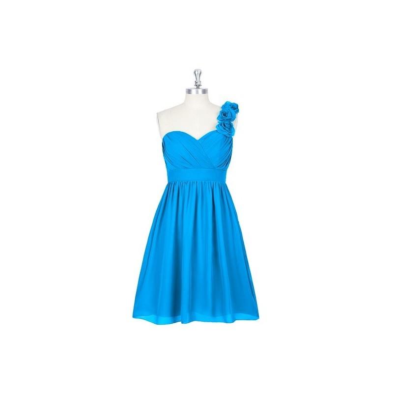 My Stuff, Ocean_blue Azazie Alyssa - Sweetheart Chiffon Strap Detail Knee Length Dress - Simple Brid