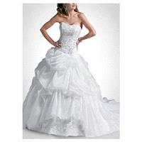 Elegant Organza Satin Strapless Neckline Pick-up Skirt Wedding Dress - overpinks.com