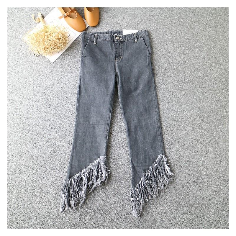 My Stuff, Asymmetrical Fringe Zipper Up Cowboy Summer Buttons Long Trouser - Discount Fashion in bee