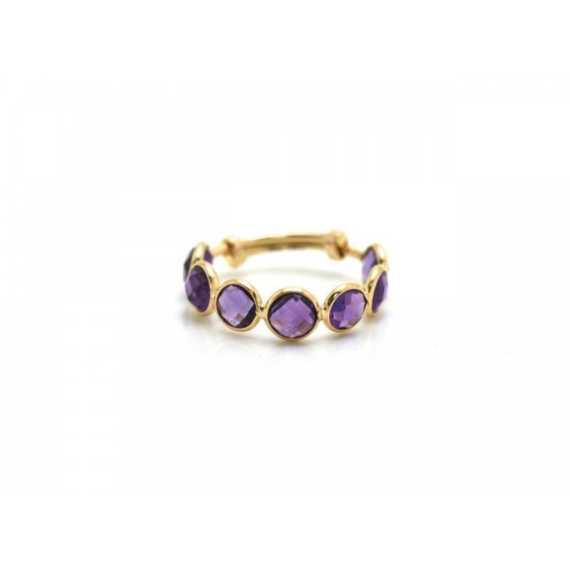 My Stuff, Tresor Collection - Amethyst Stackable Ring Bands With Adjustable Shank In 18K Yellow Gold
