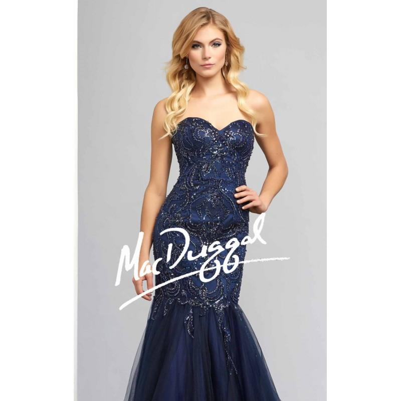 My Stuff, Embellished Strapless Tulle Mermaid Gown by Mac Duggal Couture 78843D - Bonny Evening Dres
