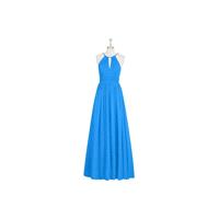 Ocean_blue Azazie Cherish - Chiffon Halter Keyhole Floor Length Dress - Simple Bridesmaid Dresses &