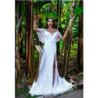 Katherine Joyce 2018 15418 Beatrise Split Fit & Flare Cold Shoulder Butterfly Sleeves Court Train Op