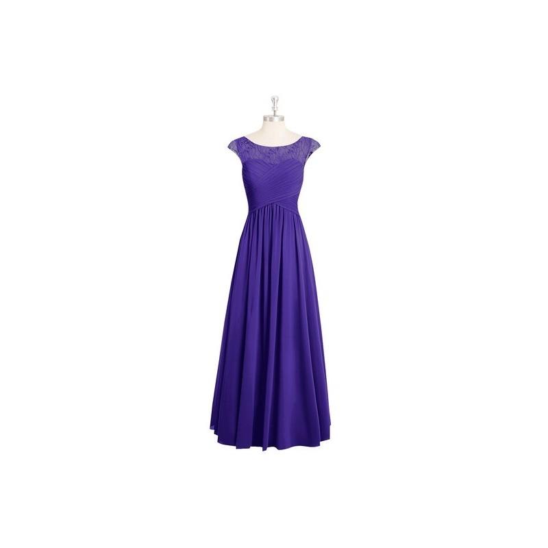 My Stuff, Regency Azazie Tobey - Floor Length Illusion Chiffon And Lace Boatneck Dress - Charming Br