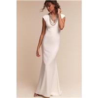 BHLDN Spring/Summer 2017 Sawyer V-Neck Garden Simple Sweep Train Ivory Cap Sleeves Sheath Wedding Dr