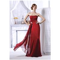 Belsoie L164011 - A-Line Red Strapless Chiffon Floor Asymmetric Ruching Plus Size Available - Formal